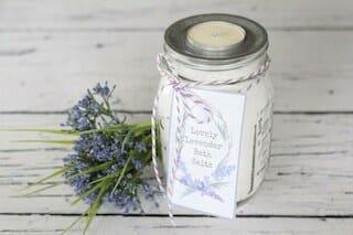 Lovely Lavender Bath Salts in Jar With Tea Light Lid