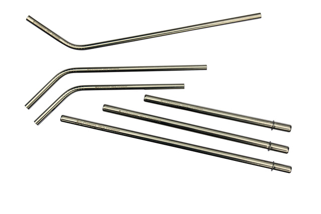 Assortment of bent and straight stainless steel reusable straws