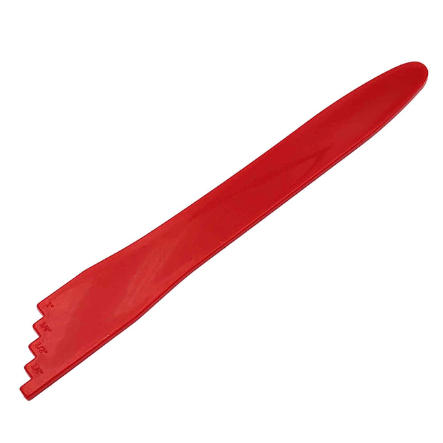 Red plastic bubble remover and headspace measuring tool