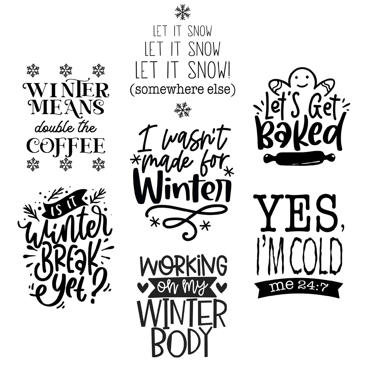 Humorous Winter Laser Engraved Silicone Mason Jar Sleeves