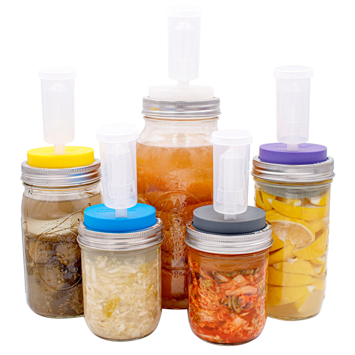 3 piece plastic fermenting airlock silicone wide mouth straw hole tumbler lid main on white