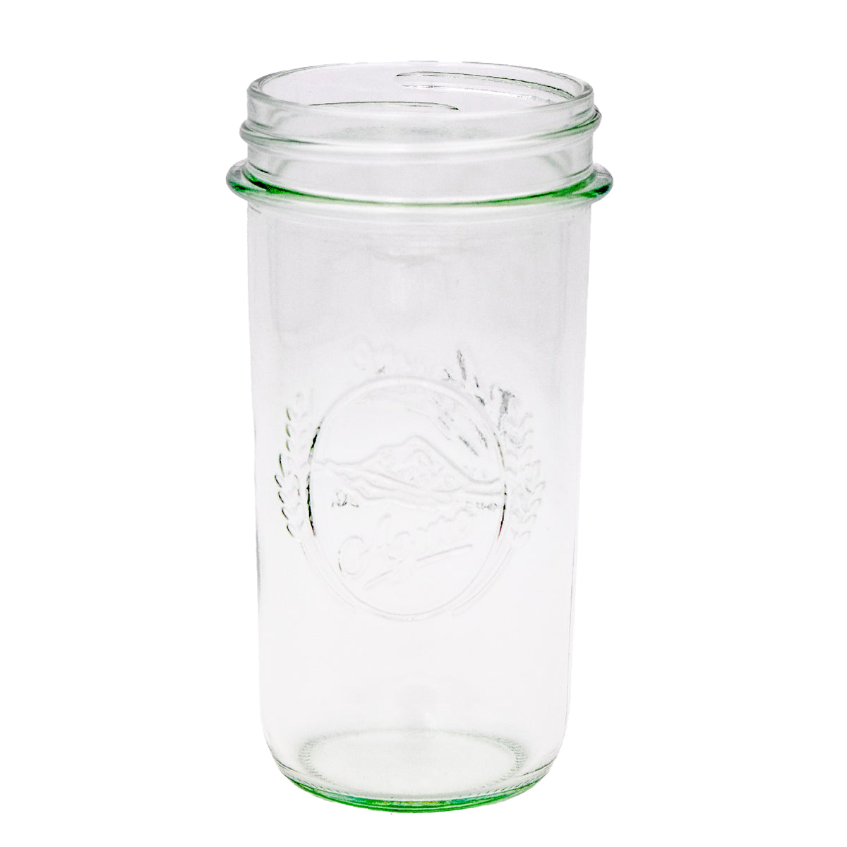 A regular mouth 12oz Azure Mason jar.