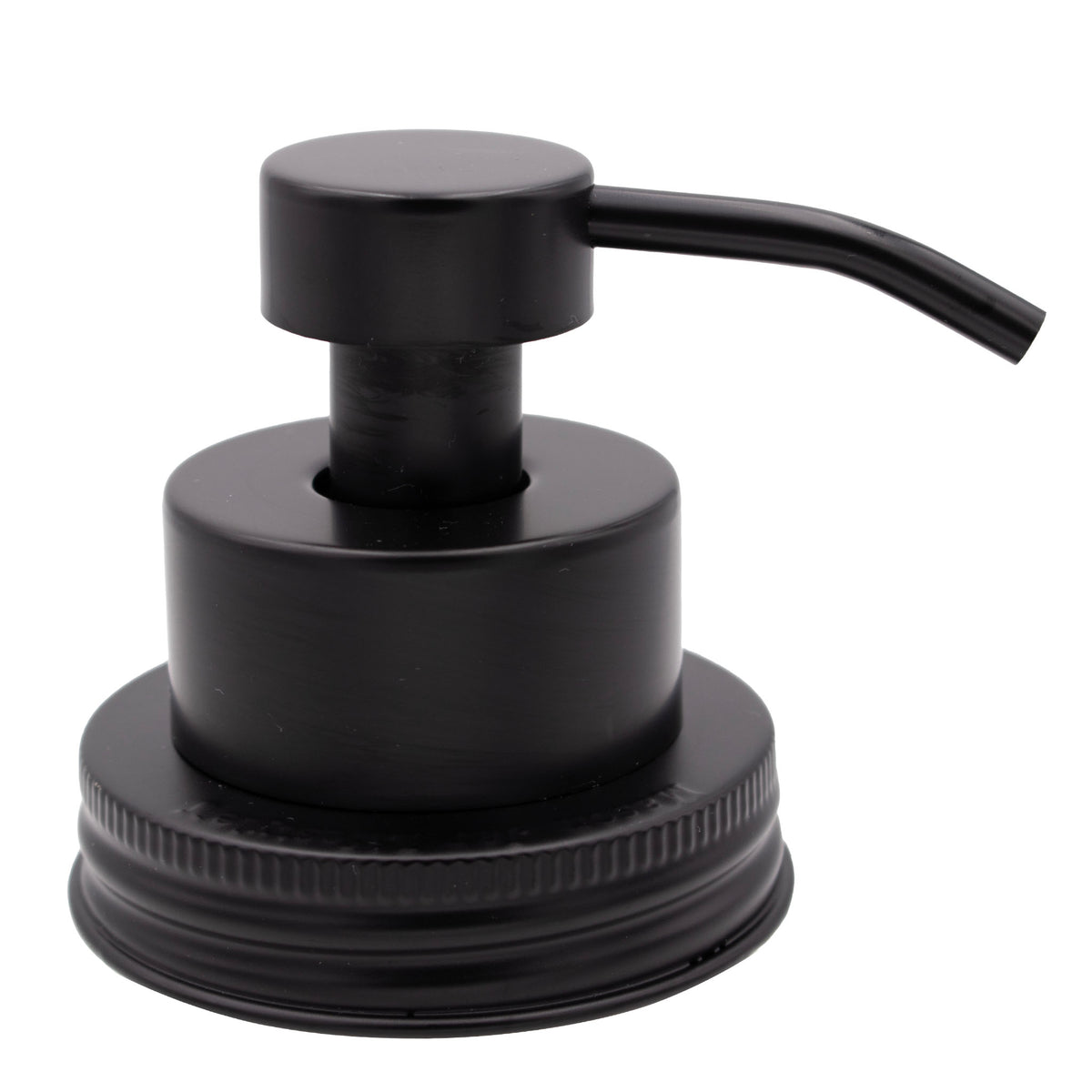 Foaming soap pump regular mouth threaded lid matte black assembled on white