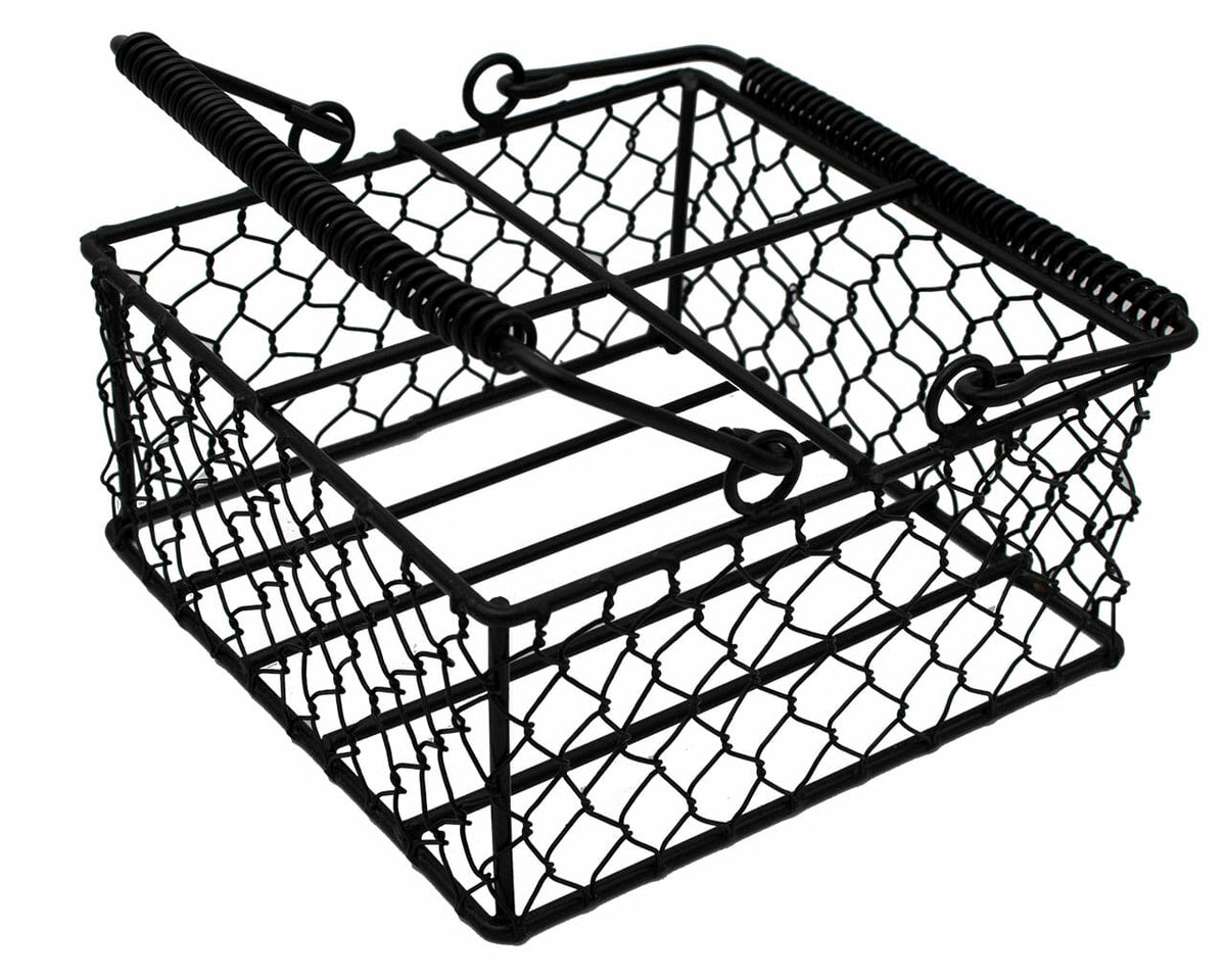 Black Coated Chicken Wire Caddy for Four 16oz Pint Mason Jars