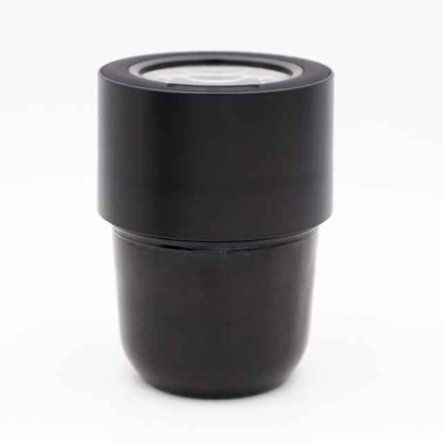 Masonbrite stash black maginifying glass light lid window herbs sealed product on white