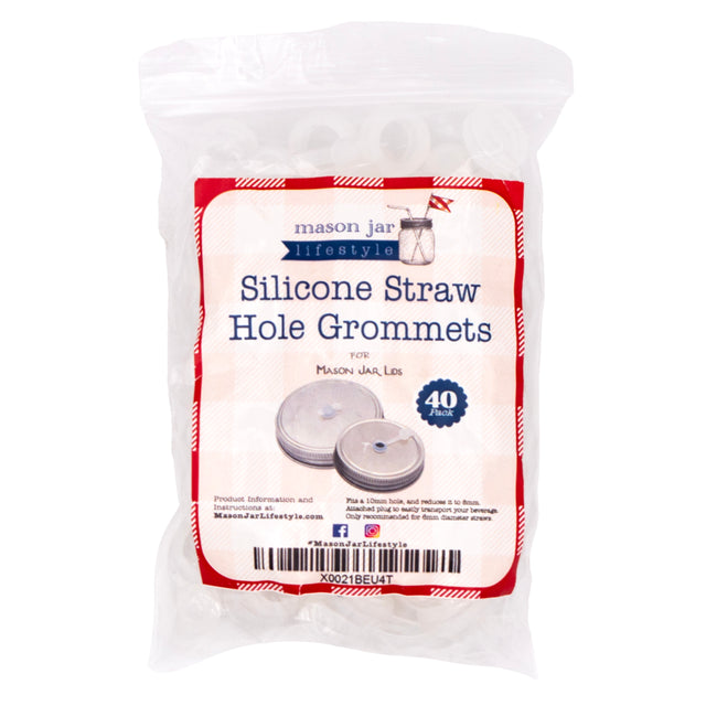 Silicone straw hole grommet travel tumbler 40pk stainless steel product on white