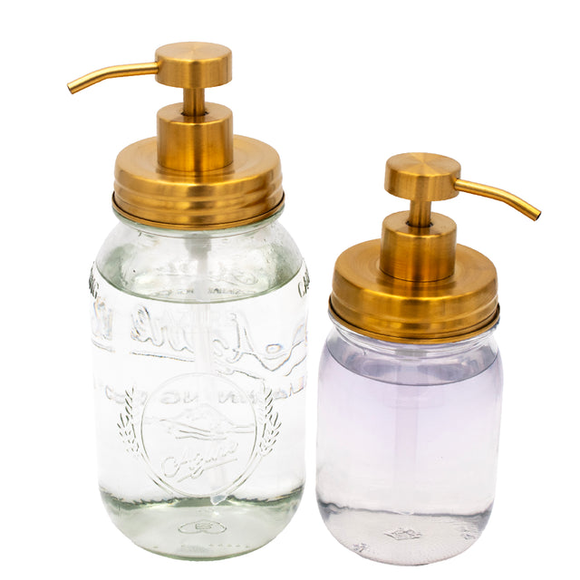 Matte Gold soap pump for regular mouth Mason jars.