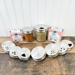 Stainless steel spice lids regular wide mouth spices kitchen organization packaging staged
