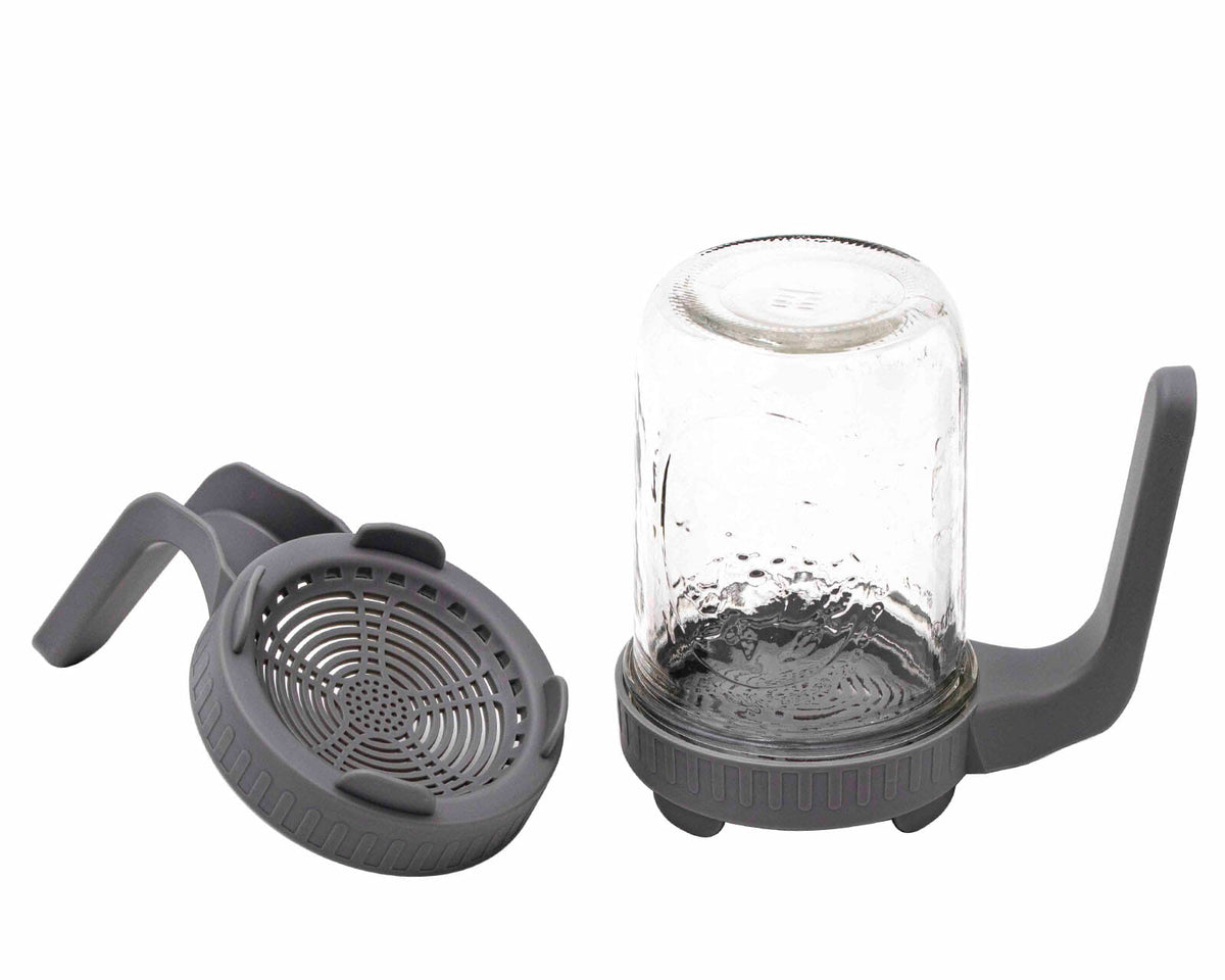 Wide mouth one piece plastic storage lid handle gray pint