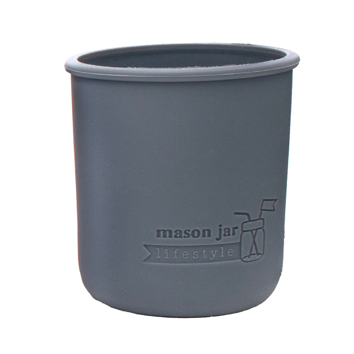 Charcoal Gray silicone sleeve for Wide Mouth Pint 16oz; unengraved sleeve color and shape reference