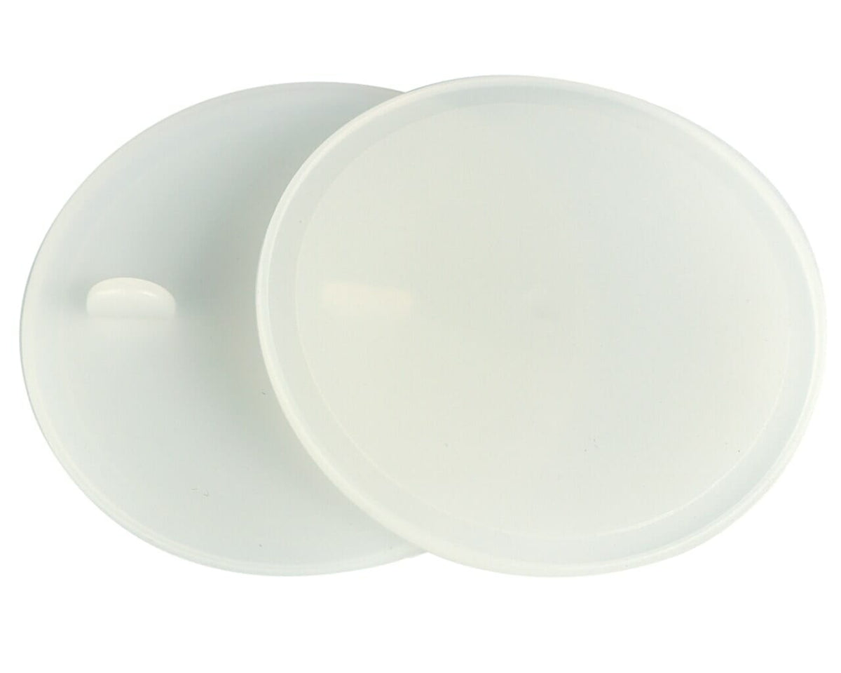 Mason Jar Lifestyle leak proof platinum silicone lid liner regular mouth mason jar lids front back stacked