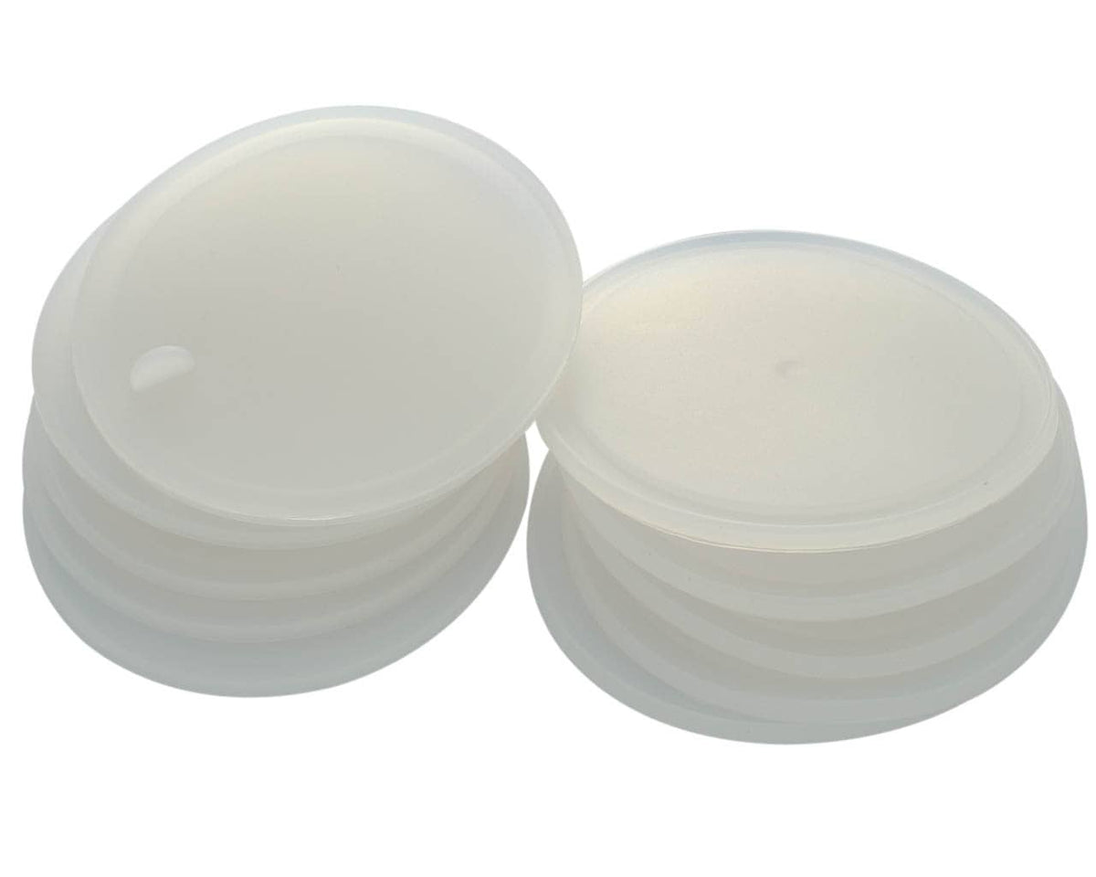 Mason Jar Lifestyle leak proof platinum silicone lid liner wide mouth mason jar lids top bottom stacked 10 pack
